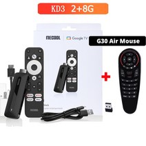 Mecool KD3 4K TV 스틱 안드로이드 11 스마트 TV 박스 Amlogic S905Y4 2G + 8G WiFi 2.4G/5G HDR 10 + 미디어 플레이어 TV 동글, 3.미국 플러그 - KD3 G30