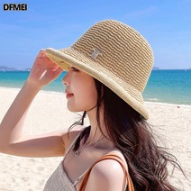 여름 여성 순색 벙거지 비치 쿨 선캡 해변가 니트 쁘띠 챙모자