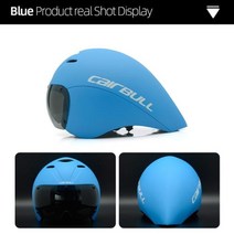 CAIRBULL Road Racing 사이클링 헬멧 TT Enduro Road 자전거 헬멧 에어로 고글 성인 남성 여성 일체 성형 트라이 애슬론 캡 자전거 헬멧, M-L(55-61cm), 블루