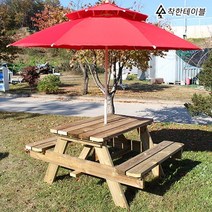 착한테이블 대량납품 천연 원목 4인용 8인용 방부목 일체형 야외 테이블 세트 파라솔 별매, 4인방부목 무도색