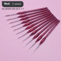 붓 미술 수채화 납작 브러시 족제비 머리 삼각형 자작 나무 막대 파인 네일 아트 학생 특별 선 그리기 구 아슈 컬러 스트로크 오일 4 색 후크 라인 펜, 11개 세트 레드