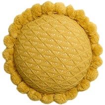 모로코 쿠션 꽃잎 베개 니트 소파 커버 거실 북유럽 붙박이의자쿠션 등방석 의자 사무실 방석, 심황 니트 라운드 50cm