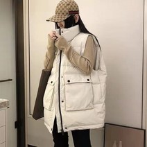 HONGKANG 빅포켓 주머니 루즈핏 30대여성 다운 패딩 조끼 겨울 캐주얼 기본 베스트 빅사이즈