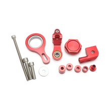 Cnc 알루미늄 조정 가능한 오토바이 스티어링 안정화 댐퍼 브래킷 마운트 키트 yamaha yzf r6 2006-2020 r1 2002-2016 실버, 빨간색 지원
