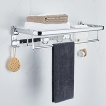 이엘퍼니처 고급형 스테인레스 2단 수건걸이 60 접이식행거 욕실선반 욕실용품, ST-9101