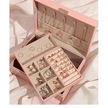 유민산업 쥬얼리 2단 보관함 귀걸이 목걸이 반지 수납, 화이트