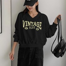 VINTAGE브이넥맨투맨 빅사이즈 오버핏 긴팔티 V넥 여성용 나염티