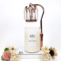 캔들백화점 롱스퀘어 크리스탈 ELSA 캔들워머+소이캔들 대용량 1000ml 대왕캔들 세트, ELSA 로즈골드화이트+블랙체리