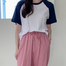 디작소 여성 여름 베이프 배색 나그랑 반팔 티셔츠