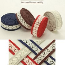 레이스 웨이빙 콤비 핸들 hdn 웨이빙끈 가방끈 레이스끈 면끈, 네이비