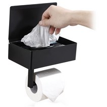 선반이 있는 화장지 홀더 물티슈 디스펜서 욕실 보관소 물티슈를 눈에 띄지 않게 보관, 검은색