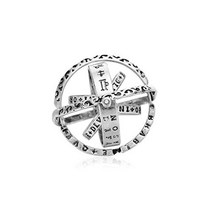 Rockyu 링 남성 실버 골드 스테인레스 스틸 개성 우주 반지 볼링 접이식 지진계 천문 천체 링 커플 링 구체 코스믹 골든 멋지게 액세서리 (S 15)