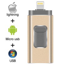 iPhone/Android/태블릿 PC용 Pendrive 3 in 1 iPhone 3.0 USB 플래시 드라이브 OTG 32GB 128GB 512GB, gold