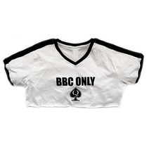 SpadesCastle BBC Only 크롭 브이넥 링거 QoS 심볼 포함 레드-화이트., White-black