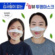 김서림 없는 투명 마스크 강의용 방송용 입보이는 립뷰 마스크, 대형, 1매