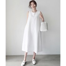라쿤걸 A라인 민소매 린넨 캐주얼 원피스 NY556