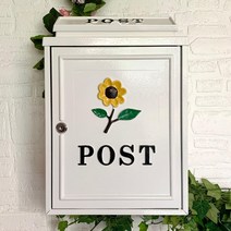 우편물수취함 인테리어 우체통 다세대 우편함 수납장, 화이트 해바라기