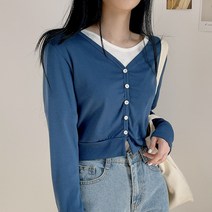 작은방 모델추천 가볍고 편안한 브이넥 버튼 크롭 가디건 7컬러