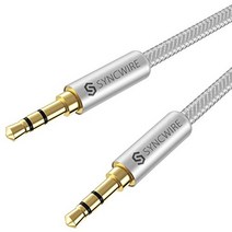 Syncwire 2m 오디오 케이블 고내구 나일론 뜨개질 Aux 케이블 고음질 표준 3.5mm 스테레오 미니 플러그 차iPhoneAndroid 스피커 실버