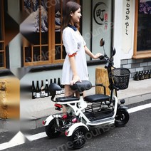 삼륜 전기오토바이 여성용 전동 스쿠터 성인 3인용 세발 전기자전거 바이크 화이트, 01.400W 11A 40km