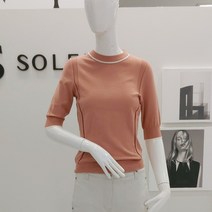 에스쏠레지아 (균일가)한정수량!! 간절기 부드러운 촉감에 착용감이 편한 배색반팔 풀오버-pt