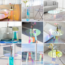 오로라 투명 아크릴 원형 테이블 집 카페 스튜디오 인테리어 탁자 식탁 PVC보호필름증정, 01_원형450, 500, 테이블본품 + PVC보호매트(2mm두께)