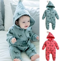 디어 기모 유아 후드 긴팔 우주복 70-90 여아 남자아이 외출복 여자아 남아 신생아 아기
