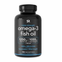 스포츠리서치 트리플 스트렝스 오메가-3 피쉬 오일 1250mg 소프트젤, 150정, 1개