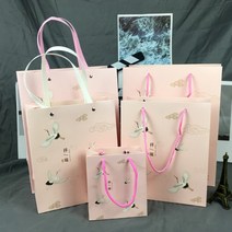 선물포장봉투 버들못 선물파우치 종이봉투 드렌드 복장 쇼핑 정월 대보름날 밤 가족 답례했다 포장가방 1433298066, 1가방12개트럼펫높이15롱13두꺼운7라이트핑크레드사진색, 소프트 끈