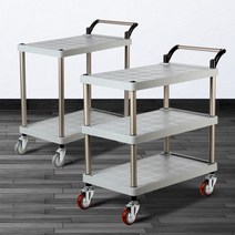 PP 플라스틱 식당 업소용 서빙카트 핸드카 이동 운반, 플라스틱 PP 3단 특대 회색바퀴