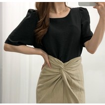 [리즈데이즈] 은은한 광택소재 어깨셔링 5부 블라우스