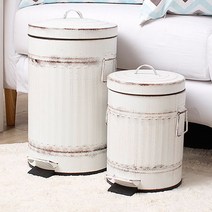 빈티지 양철 패달 휴지통 2size 민트 화이트, 대12L