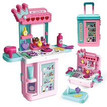 Vanities Beauty Toys Kit 3 in1 Girls Dresser Table Set with Lights Sounds Big Mirror Hair Dryer.Gi