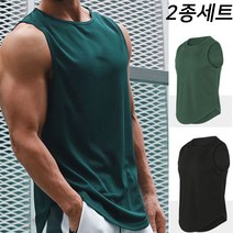 와우옴므 2종세트 남자 민소매 무지 나시 헬스 운동 기능성 짐웨어 남성 스포츠