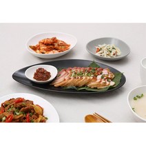 특이한 무광 타원접시 소형 반찬접시 주방답례품 식기, 블랙
