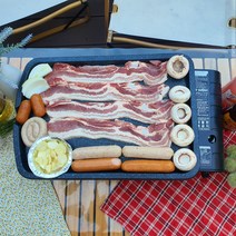 GUBZZI (L-440x300) 삼겹살 캠핑용 구이바다 주물 고기 불판, 1개