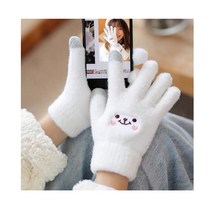 귀여운 토끼 캐릭터 스마트폰 장갑(내부 기모 여성용)