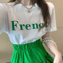 무드무드 프렌치 레터링 데일리 티셔츠