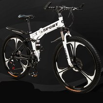 urkoteer 접이식 산악자전거 남녀공용 MTB 자전거, 24인치 24속, 접이식-삼도륜 화이트 사은품 증정