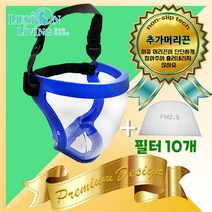 [루시온리빙] 머리끈이 추가된 프리미엄 필터형 김서림방지 안면고글 (+필터 10개) 프리미엄 필터형 안면고글, I. 프리미엄 필터형 투명렌즈 [블루] 1개