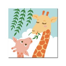 diy 쉬운 명화 그리기 추천 B11 기린 가족 25x25cm 귀여운 동물 그림 아크릴 유화 물감 세트 아이방 꾸미기 색칠 집콕 실내 놀이