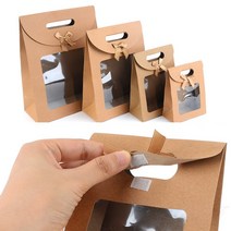 리시안제이 리본 크라프트 선물백 투명창 비누선물상자 캔들포장박스, 대