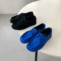 유니크 컬러 세무 스웨이드 끈 플랫로퍼 (2color/1cm)