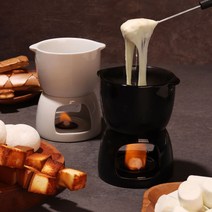 초콜릿 퐁듀 냄비 화로 세트 치즈 퐁듀팟+워머 그릇, 2세트, 블랙