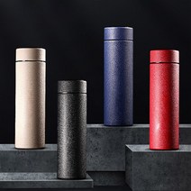 스마트 터치 온도계 텀블러 400ml/슬림텀블러 이중스텐 보온병 온도표시 분유, 블루