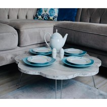 리빙다이닝테이블 라미네이트식탁 세라믹원형식탁 50-60 cm 터크 나무 바닥 데이지 모양 접이식 금속 다리 한국 전통 또는 일본식 커피, 07 GREY 70*70 CM