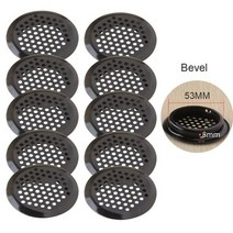 환기구 덕트 배기 튜브 후드10 개대 19-53mm 옷장 캐비닛 메쉬 구멍 스테인레스 스틸 루버 에어 벤트 환기 커버 액세서리, 53mm 베벨