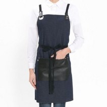 [오싸다]X형 레자포켓 앞치마 네이비데님 요리 주방 미술 공방_*0*, 본상품선택