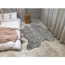 모던카페트지브라 스트라이프 프린트 러그 소가죽 인조 미끄럼 방지 매트 110x150cm 가정용 모조 동물