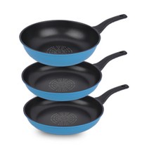 키친아트 프리미엄 파스텔 프라이팬 3p 세트, 프라이팬 30cm 2p + 궁중팬 30cm, 혼합색상